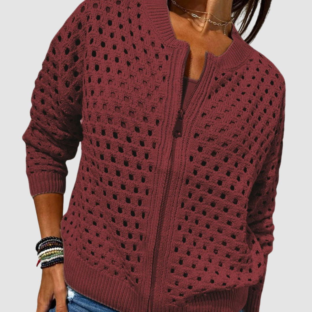 Giulia | Cardigan Traforato con Cerniera