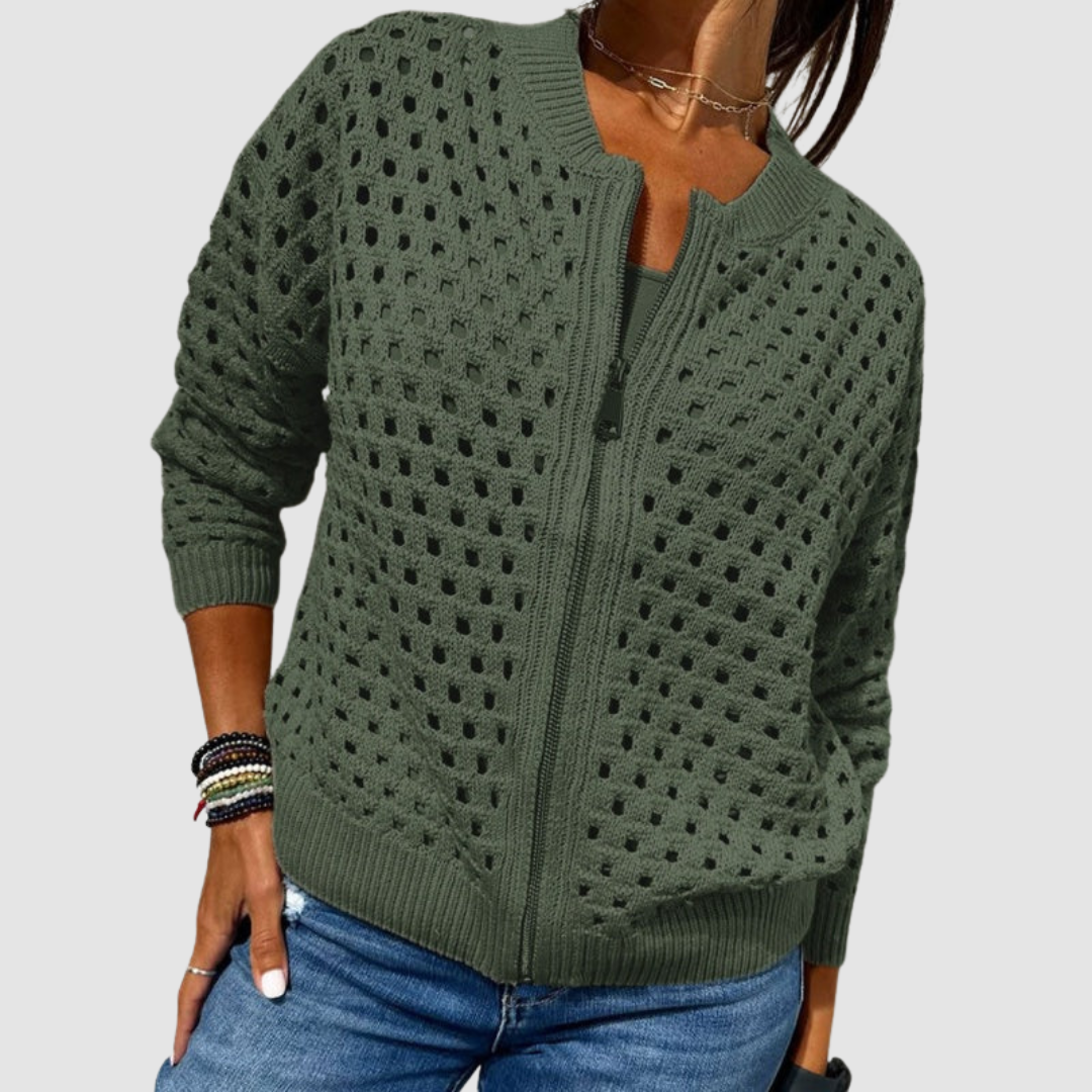 Giulia | Cardigan Traforato con Cerniera
