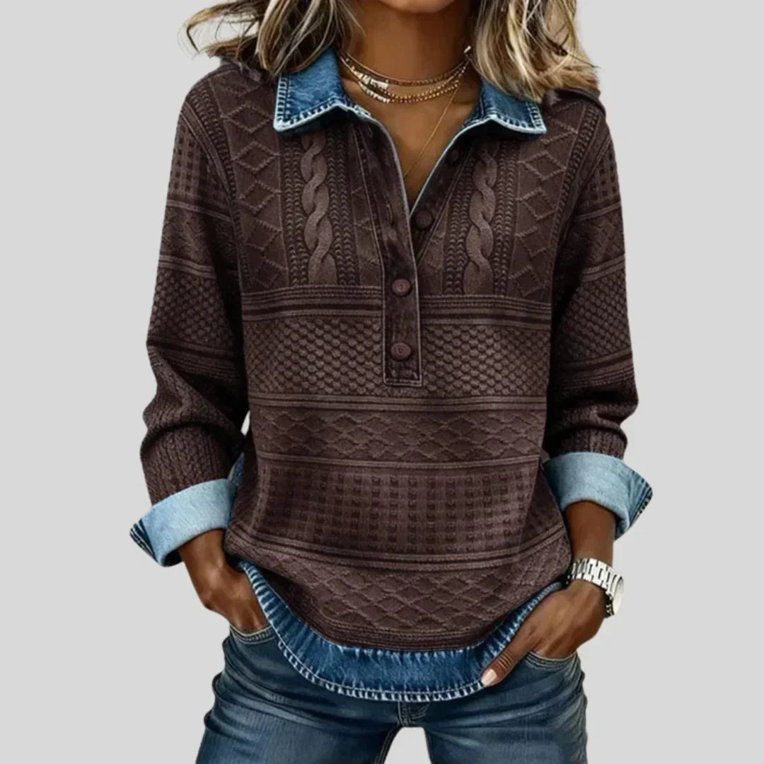 Valentina | Maglione Vintage a Trecce con Colletto