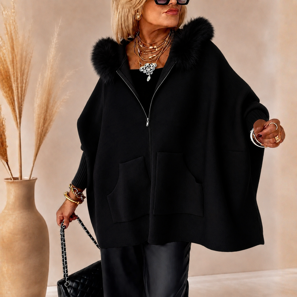 Irene | Giacca a mantella oversize con cappuccio
