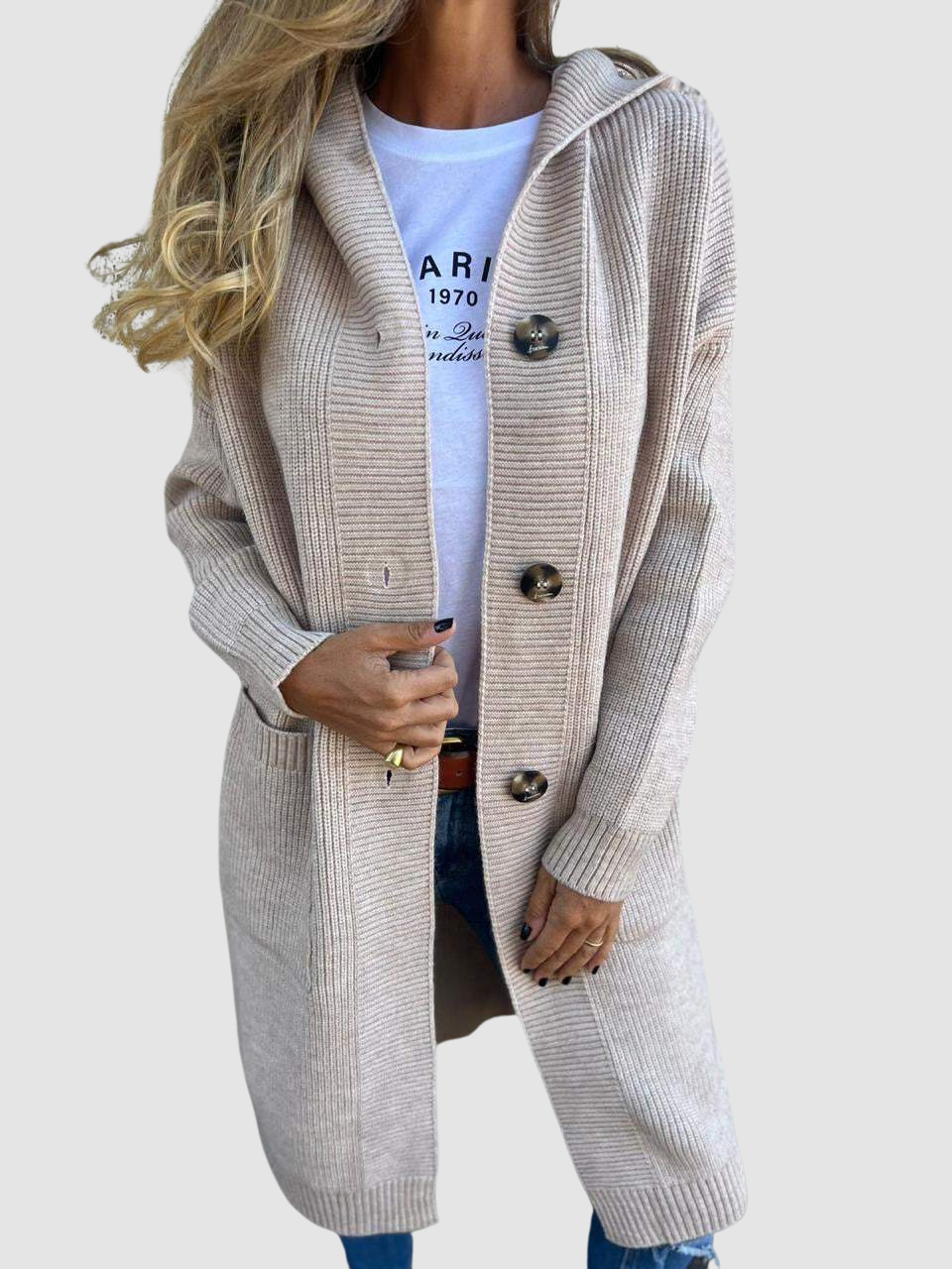 Luigina | Cardigan lungo con cappuccio