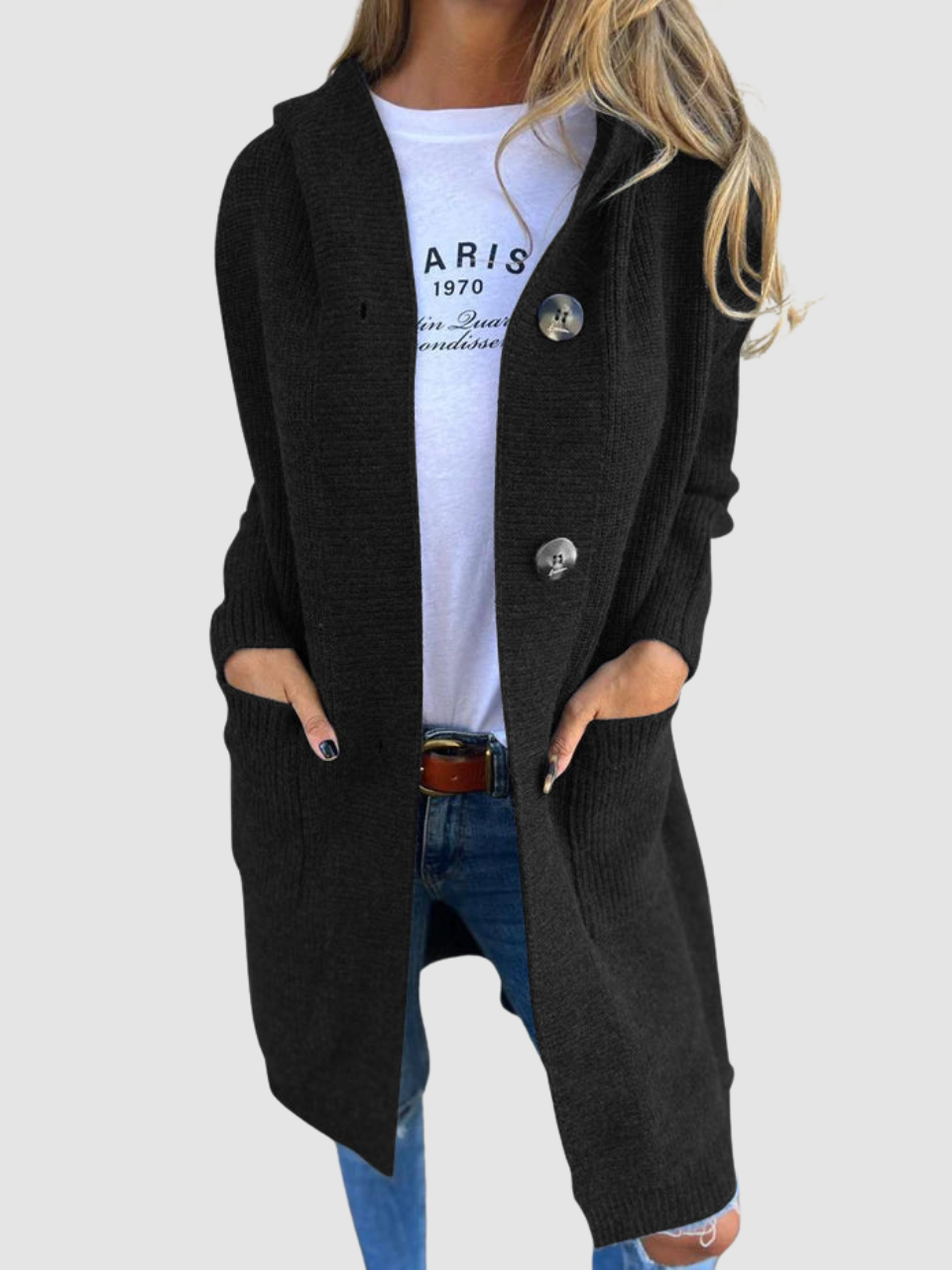 Luigina | Cardigan lungo con cappuccio