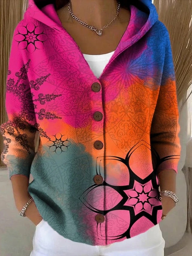 Cassandra | Cardigan lungo con stampa artistica