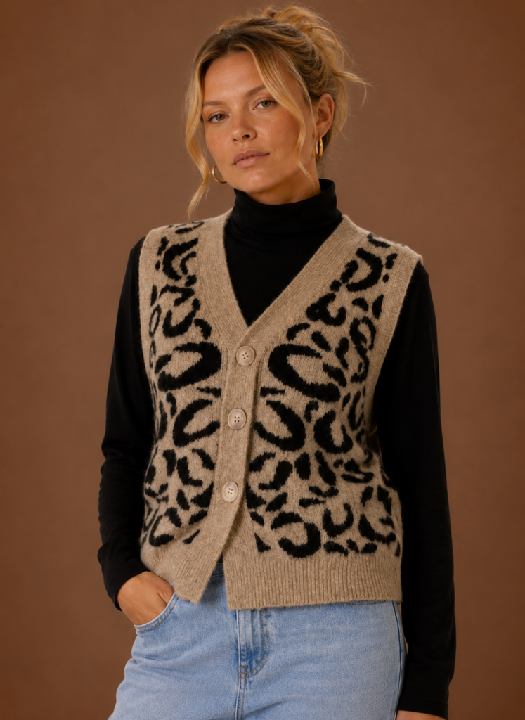 Leandra | Gilet Animalier con Bottoni