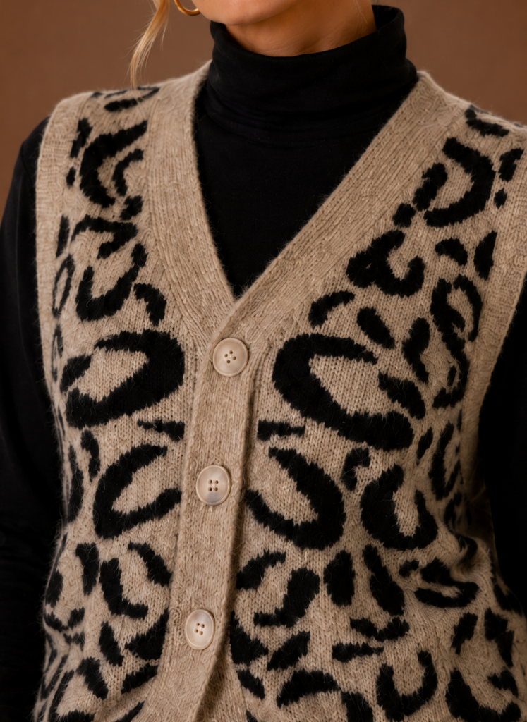 Leandra | Gilet Animalier con Bottoni