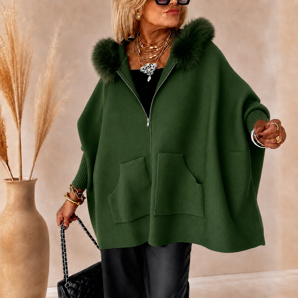 Irene | Giacca a mantella oversize con cappuccio
