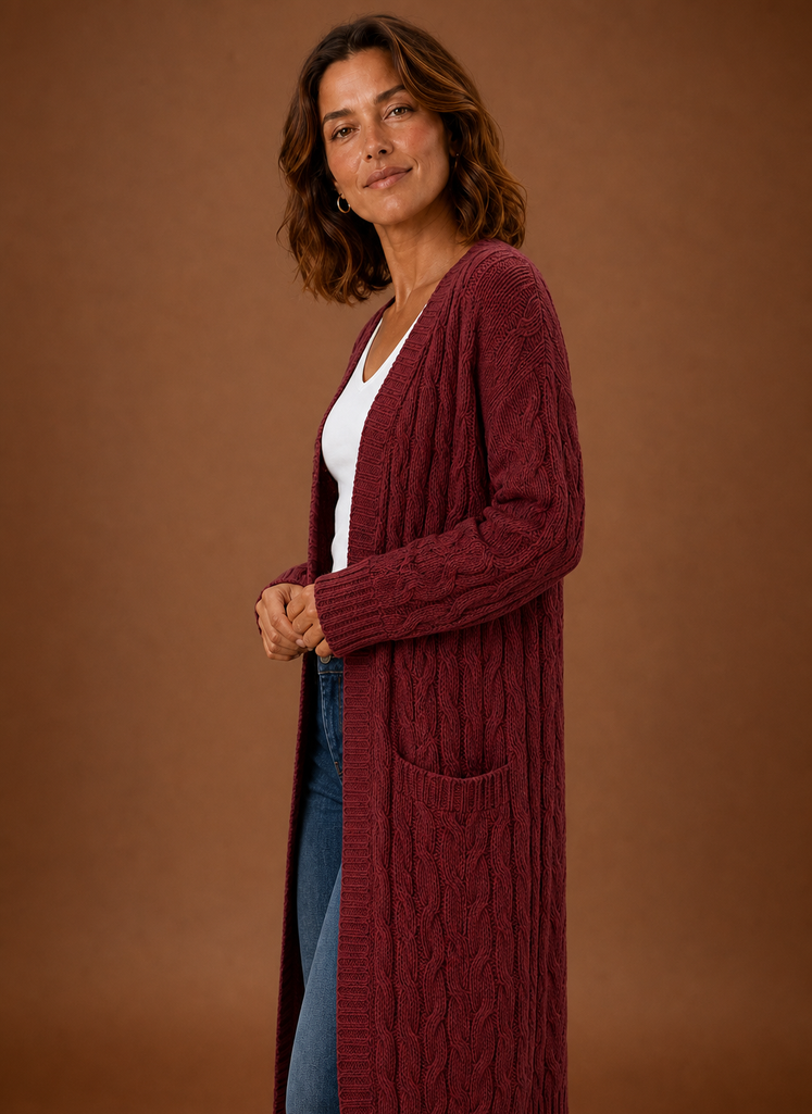 Ariberta | Cardigan Lungo con Cappuccio