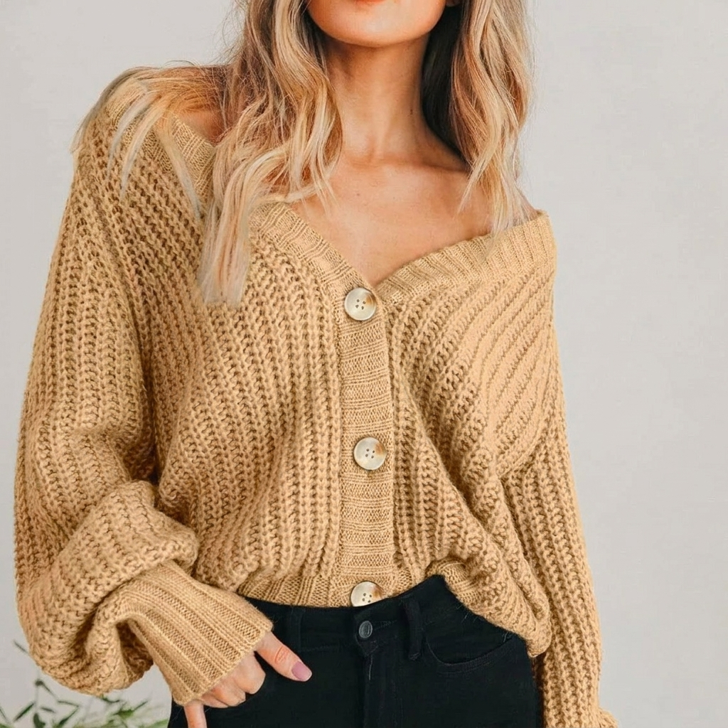 Modesta | Cardigan a maglia grossa con maniche a palloncino