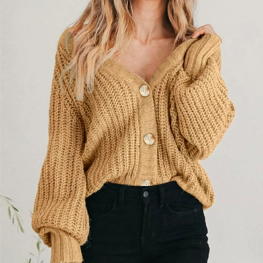 Modesta | Cardigan a maglia grossa con maniche a palloncino